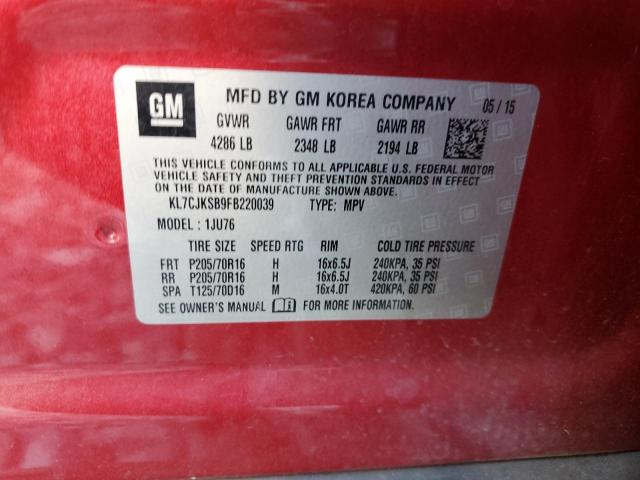 VIN KL7CJKSB9FB220039 2015 Chevrolet Trax, LS no.13