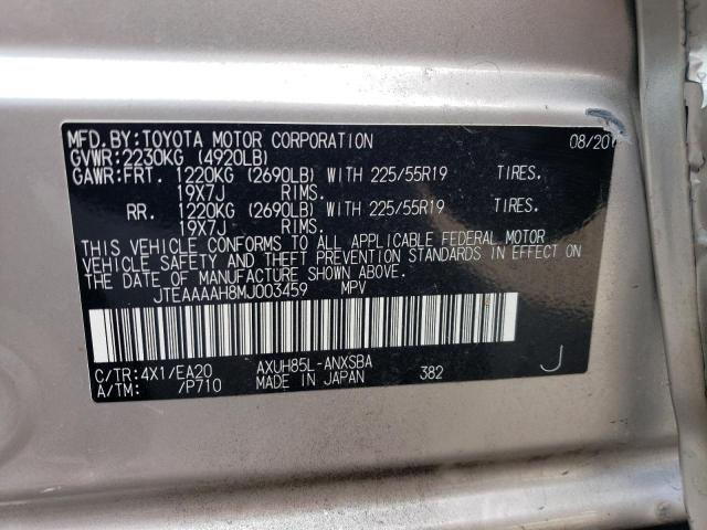 VIN JTEAAAAH8MJ003459 2021 Toyota Venza, LE no.12