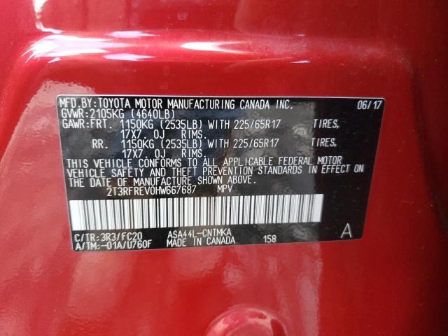 VIN 2T3RFREV0HW667687 2017 Toyota RAV4, Xle no.12