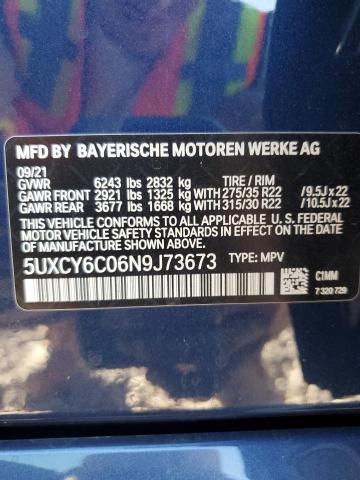 VIN 5UXCY6C06N9J73673 2022 BMW X6, Xdrive40I no.13