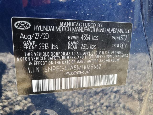 VIN 5NPEG4JA5MH069632 2021 Hyundai Sonata, SE no.12