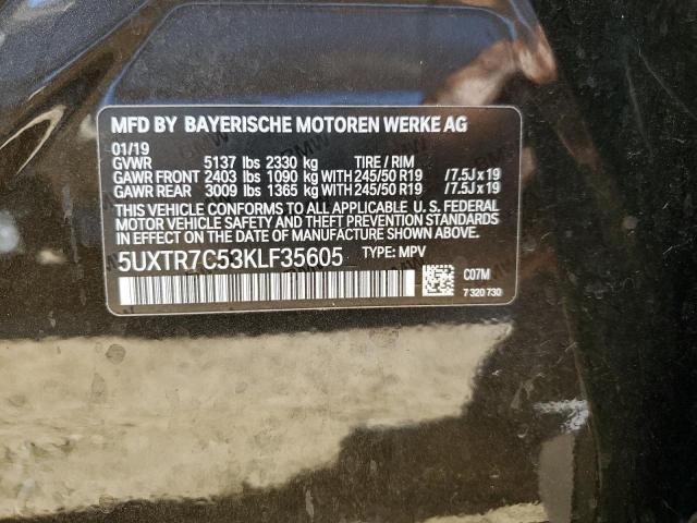 VIN 5UXTR7C53KLF35605 2019 BMW X3, Sdrive30I no.12