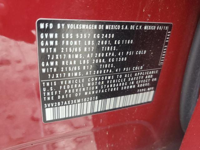 2019 VOLKSWAGEN TIGUAN SE - 3VV2B7AX3KM162018