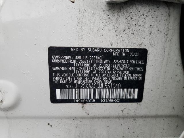 VIN JF2SKAAC0MH551040 2021 Subaru Forester no.12