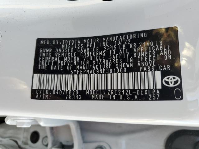 2022 TOYOTA COROLLA LE - 5YFEPMAE9NP381069