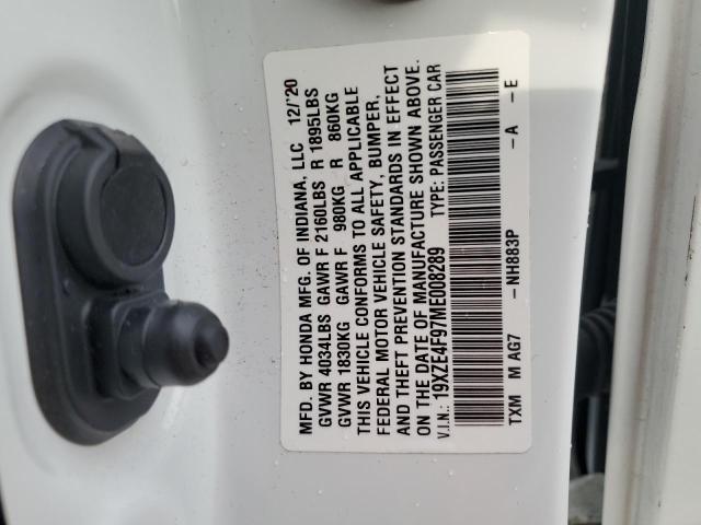 2021 HONDA INSIGHT TO 19XZE4F97ME008289