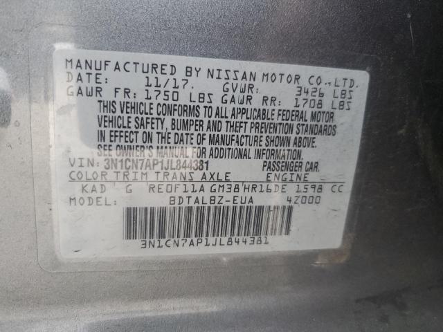 2018 NISSAN VERSA S - 3N1CN7AP1JL844381