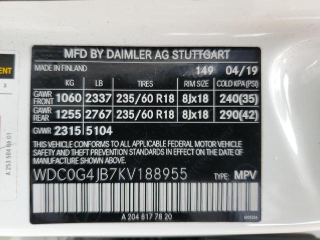 2019 MERCEDES-BENZ GLC 300 - WDC0G4JB7KV188955