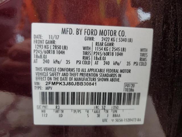 2018 FORD EDGE SEL - 2FMPK3J80JBB30841