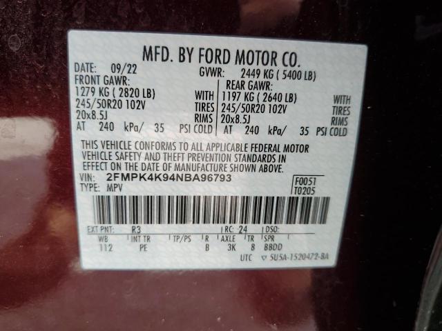 2022 FORD EDGE TITAN - 2FMPK4K94NBA96793