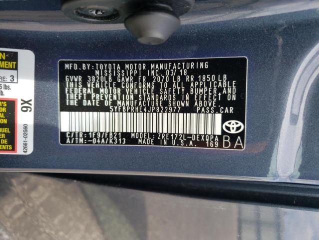 VIN 5YFBPRHE4JP822977 2018 Toyota Corolla, Le Eco no.13