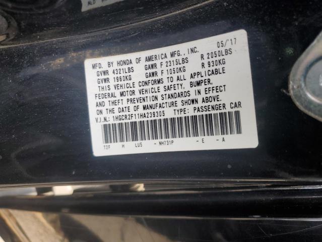 VIN 1HGCR2F11HA239305 2017 HONDA ACCORD no.13