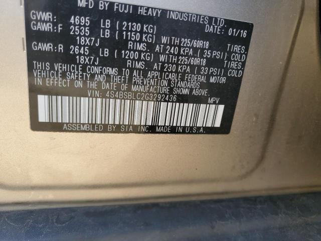 2016 SUBARU OUTBACK 2. - 4S4BSBLC2G3292436