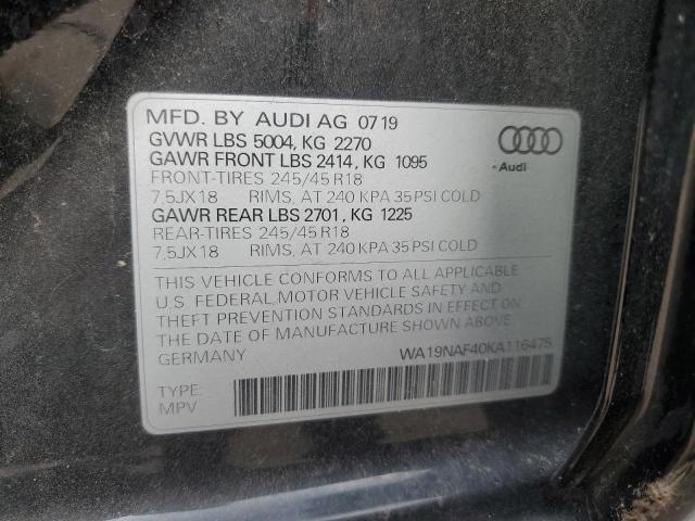 VIN WA19NAF40KA116475 2019 Audi A4, Prestige no.12