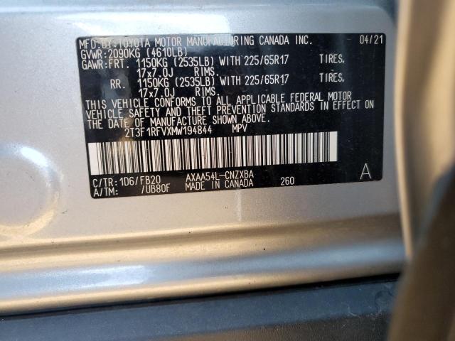 2021 TOYOTA RAV4 LE - 2T3F1RFVXMW194844