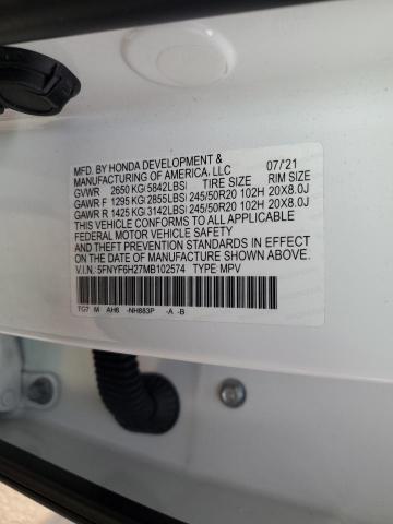 5FNYF6H27MB102574 2021 HONDA PILOT