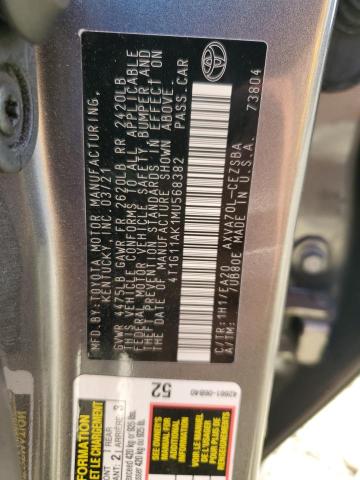 VIN 4T1G11AK1MU568382 2021 TOYOTA CAMRY no.12