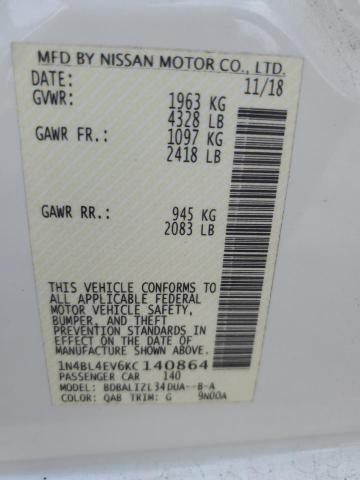 2019 NISSAN ALTIMA SL - 1N4BL4EV6KC140864