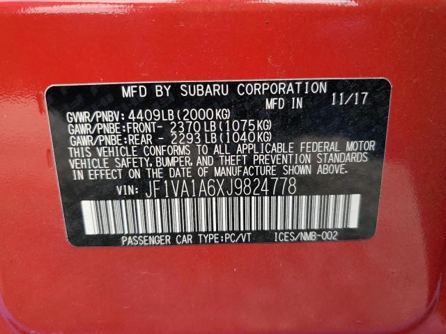 2018 SUBARU WRX - JF1VA1A6XJ9824778