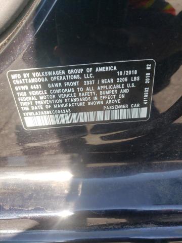 2019 VOLKSWAGEN PASSAT WOL - 1VWLA7A38KC004243