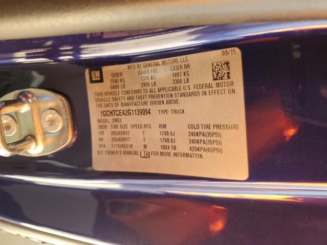 2016 CHEVROLET COLORADO L - 1GCHTCEA2G1139094