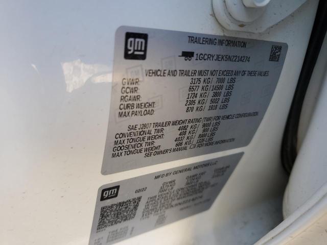 2022 CHEVROLET SILVERADO - 1GCRYJEK5NZ214274