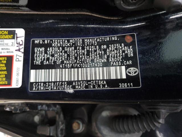 VIN 4T1BF1FK1DU217430 2013 Toyota Camry, L no.13