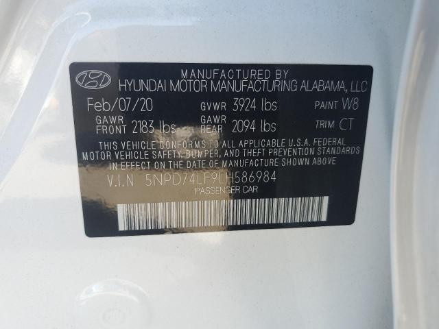 2020 HYUNDAI ELANTRA SE 5NPD74LF9LH586984  72643674