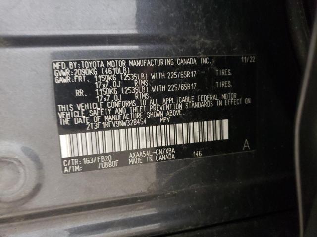 VIN 2T3F1RFV9NW328454 2022 TOYOTA RAV4 no.13