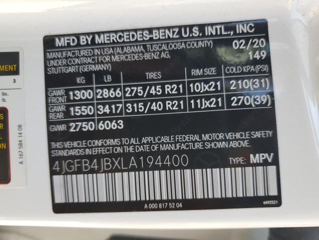 2020 MERCEDES-BENZ GLE 350 4JGFB4JBXLA194400  71774464