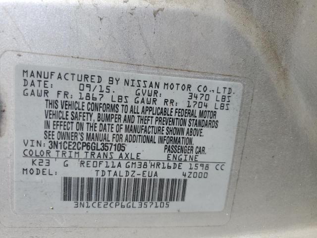 VIN 3N1CE2CP6GL357105 2016 Nissan Versa, S no.12