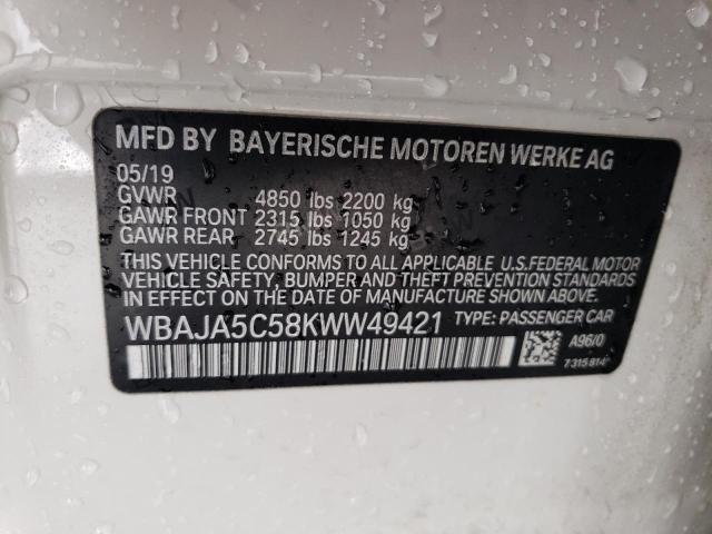 VIN WBAJA5C58KWW49421 2019 BMW 5 Series, 530 I no.12