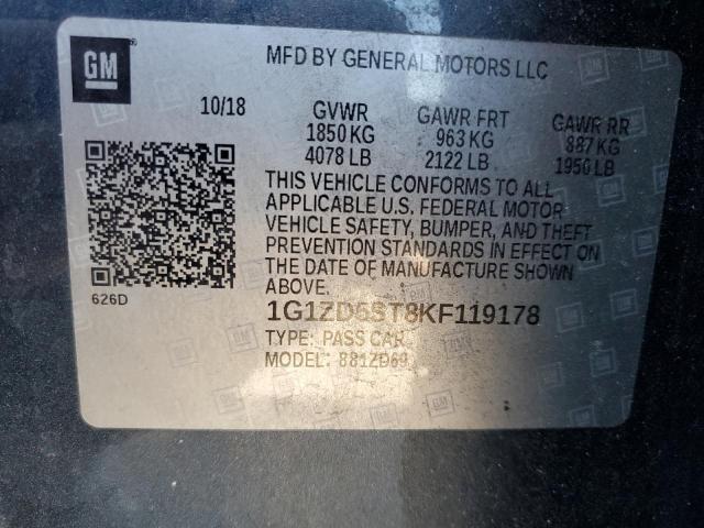 2019 CHEVROLET MALIBU LT - 1G1ZD5ST8KF119178
