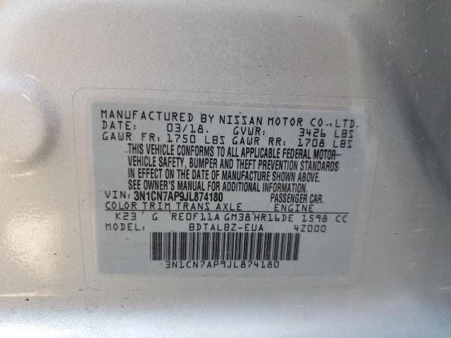 2018 NISSAN VERSA S - 3N1CN7AP9JL874180