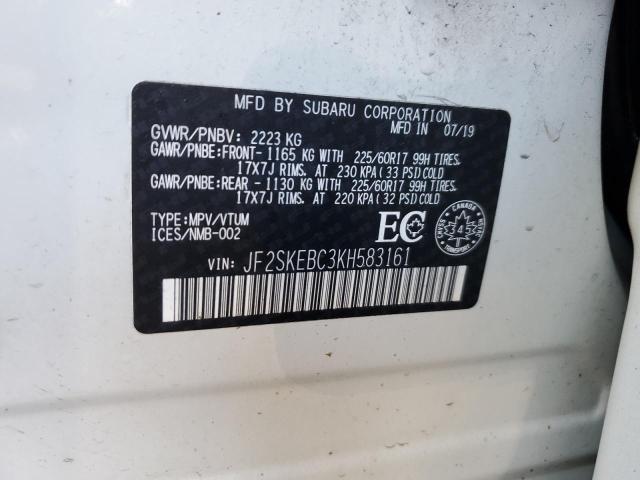 2019 SUBARU FORESTER JF2SKEBC3KH583161