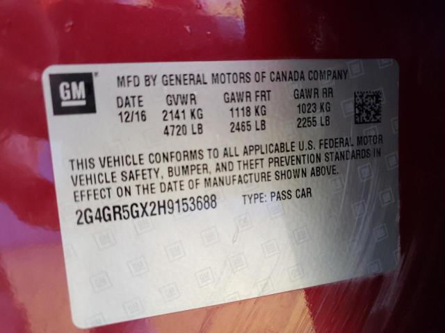 2017 BUICK REGAL PREM 2G4GR5GX2H9153688