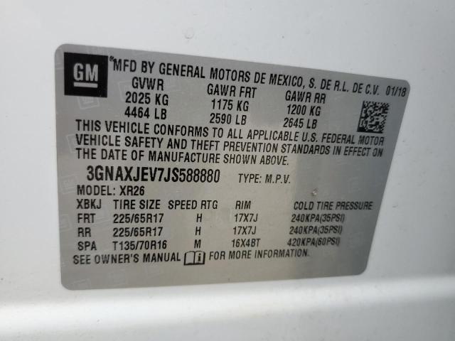2018 CHEVROLET EQUINOX LT 3GNAXJEV7JS588880