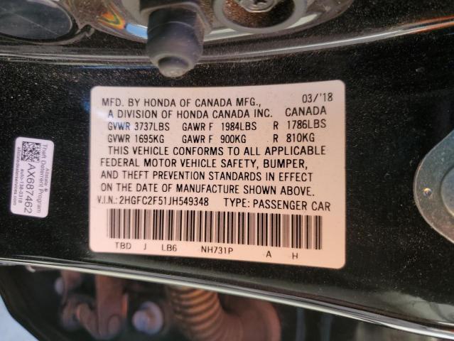 2018 HONDA CIVIC LX - 2HGFC2F51JH549348