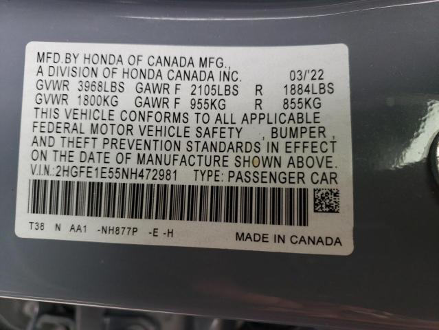 2022 HONDA CIVIC SI - 2HGFE1E55NH472981