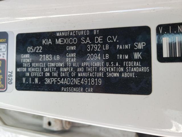 2022 KIA FORTE GT L 3KPF54AD2NE491819