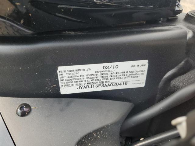 2010 YAMAHA YZFR6 JYARJ16E8AA020419
