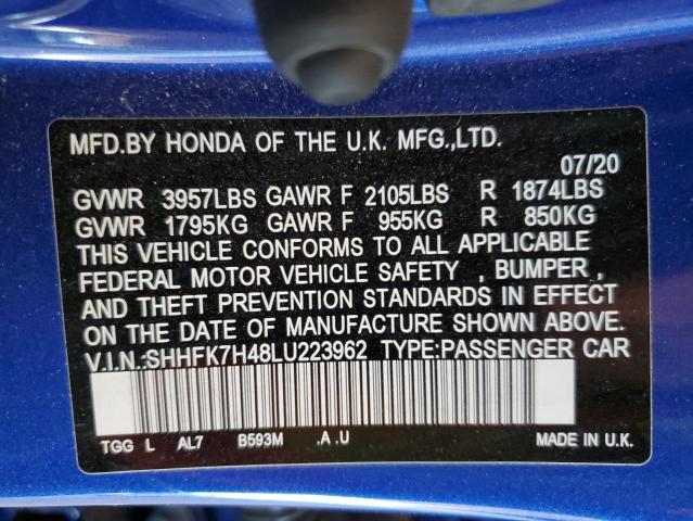 2020 HONDA CIVIC SPOR - SHHFK7H48LU223962