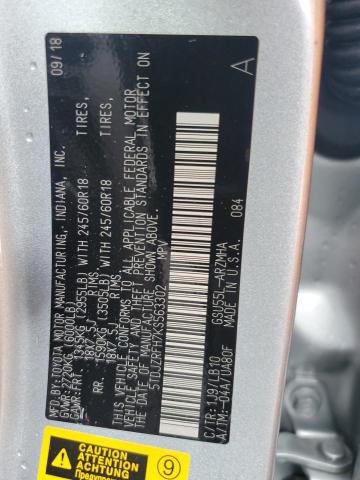 2019 TOYOTA HIGHLANDER - 5TDJZRFH7KS563302