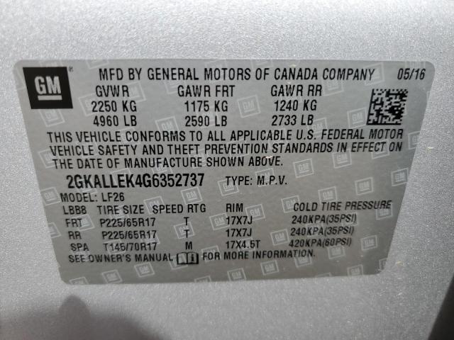 2016 GMC TERRAIN SL - 2GKALLEK4G6352737