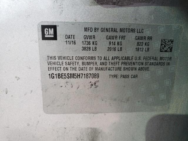 2017 CHEVROLET CRUZE LT - 1G1BE5SM5H7187089