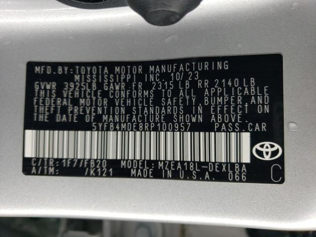 VIN 5YFB4MDE8RP100957 2024 Toyota Corolla, LE no.12