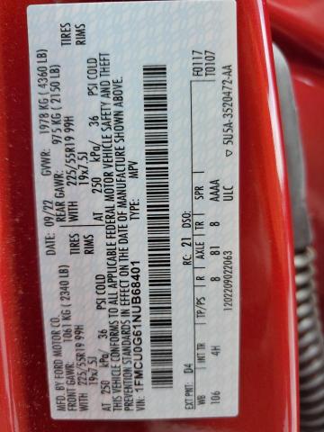 2022 FORD ESCAPE SE - 1FMCU0G61NUB68401