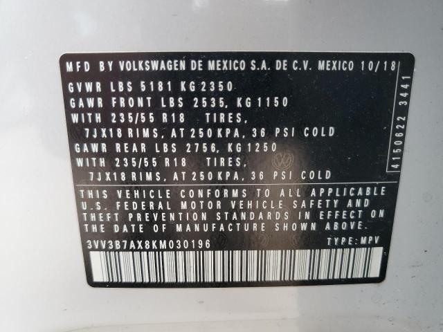 2019 VOLKSWAGEN TIGUAN SE - 3VV3B7AX8KM030196