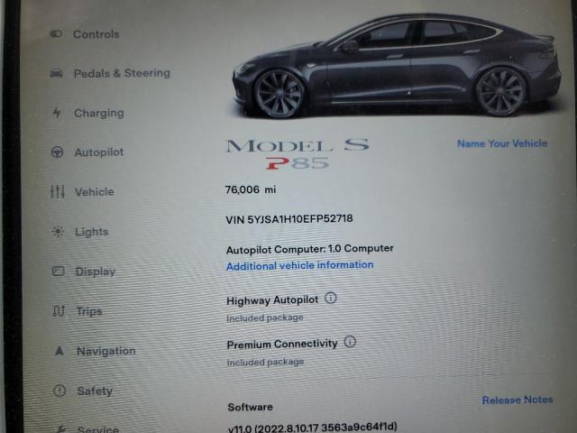 VIN 5YJSA1H10EFP52718 2014 Tesla MODEL S no.9