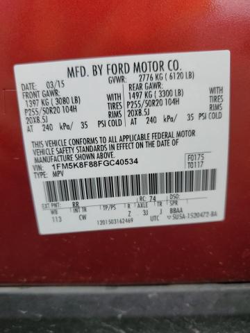 2015 FORD EXPLORER L - 1FM5K8F88FGC40534